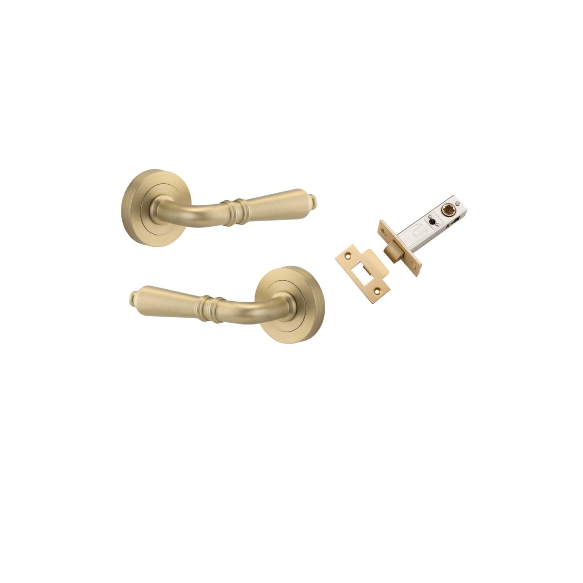 Sarlat Lever - Round Rose - Ella Grace - Iver - Brushed Brass - Door Levers