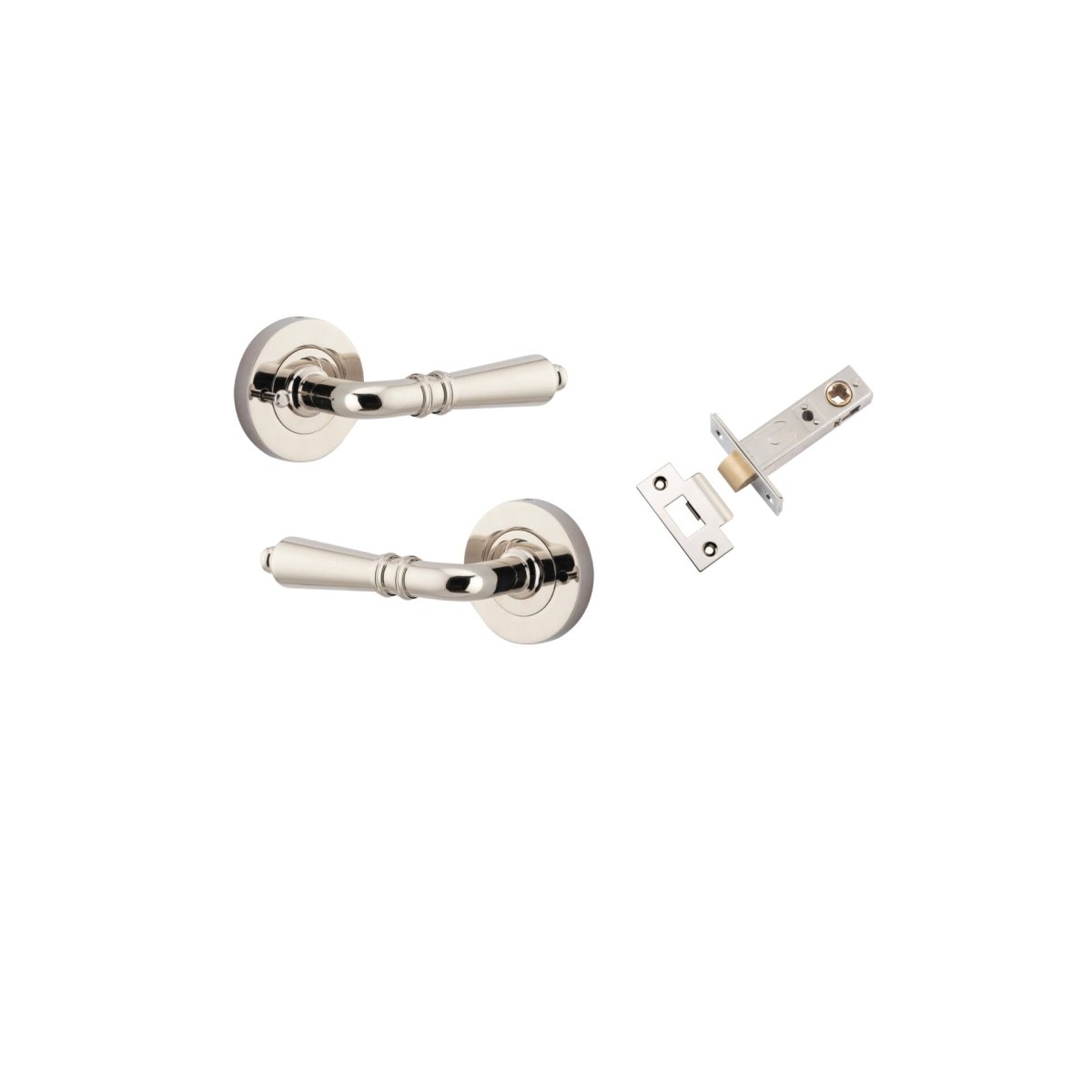 Sarlat Lever - Round Rose - Ella Grace - Iver - Polished Nickel - Door Levers