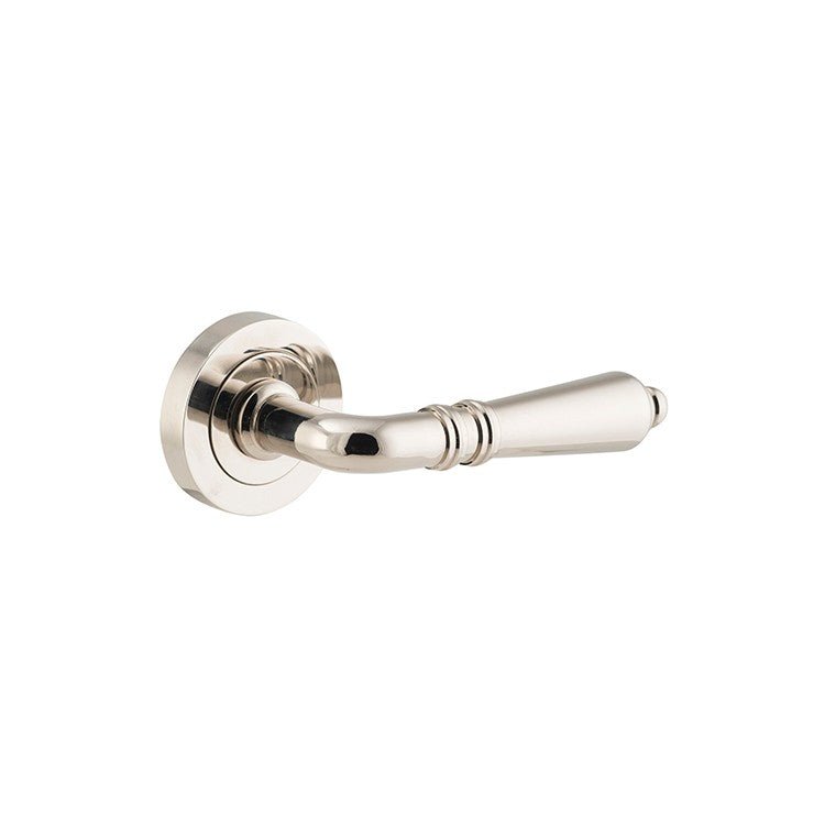 Sarlat Lever - Round Rose - Ella Grace - Iver - Polished Nickel - Door Levers