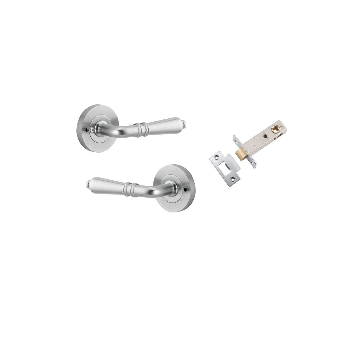 Sarlat Lever - Round Rose - Ella Grace - Iver - Brushed Chrome - Door Levers