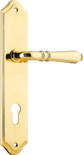 Sarlat Lever - Shouldered Backplate - Ella Grace - Iver - Polished Brass - Door Levers