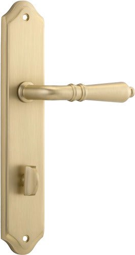 Sarlat Lever - Shouldered Backplate - Ella Grace - Iver - Brushed Brass - Door Levers