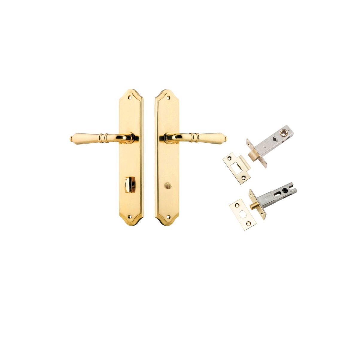 Sarlat Lever - Shouldered Backplate - Ella Grace - Iver - Polished Brass - Door Levers