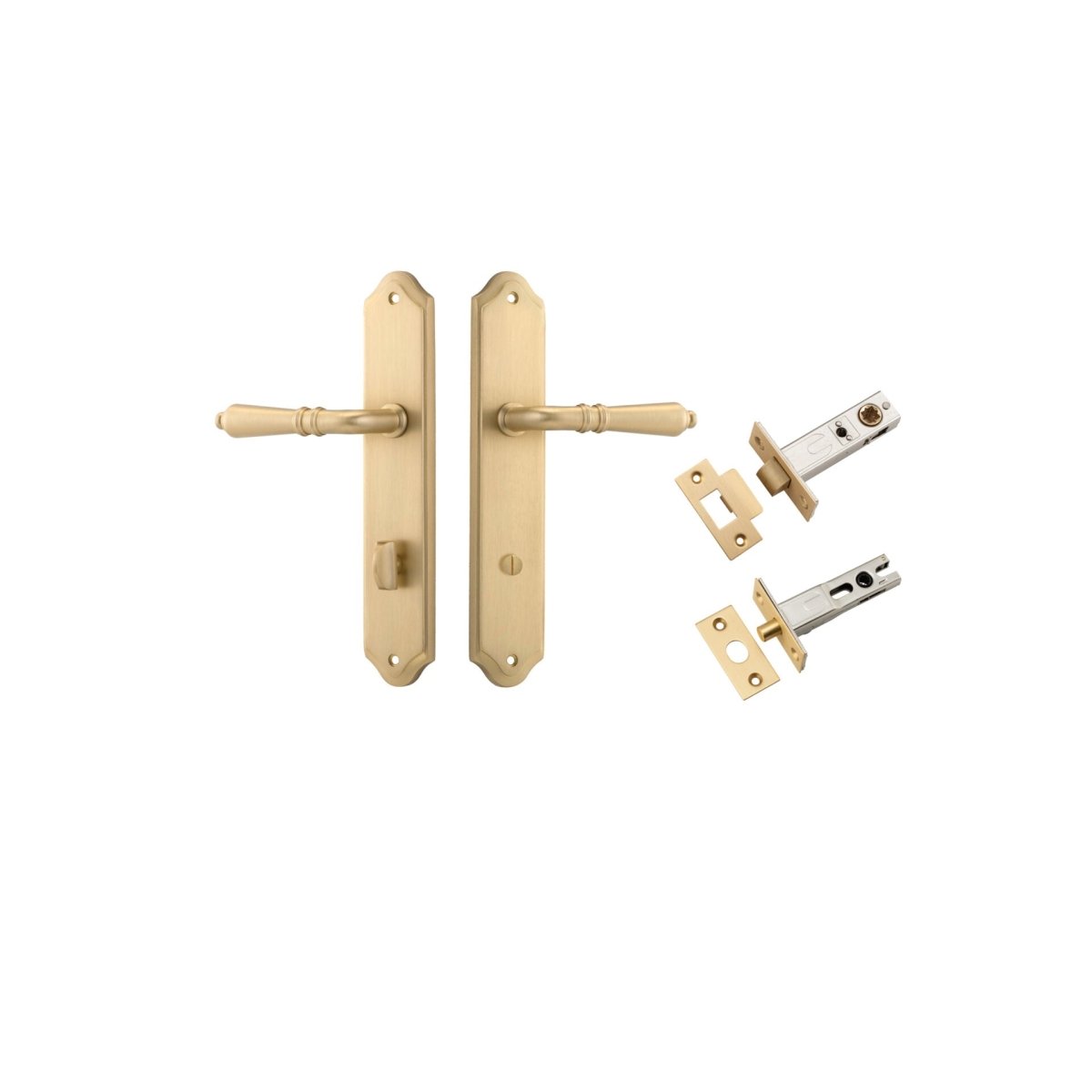 Sarlat Lever - Shouldered Backplate - Ella Grace - Iver - Brushed Brass - Door Levers