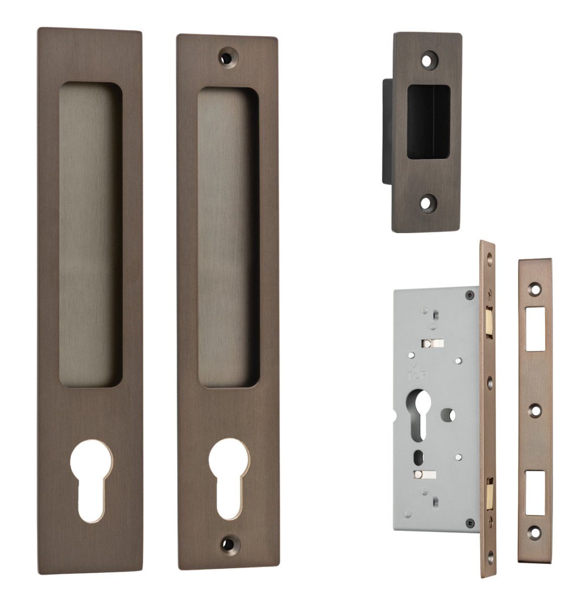 Sliding Door Flush Pull Locking - Rectangular - Ella Grace - Iver - Signature Brass - Sliding Door Pulls