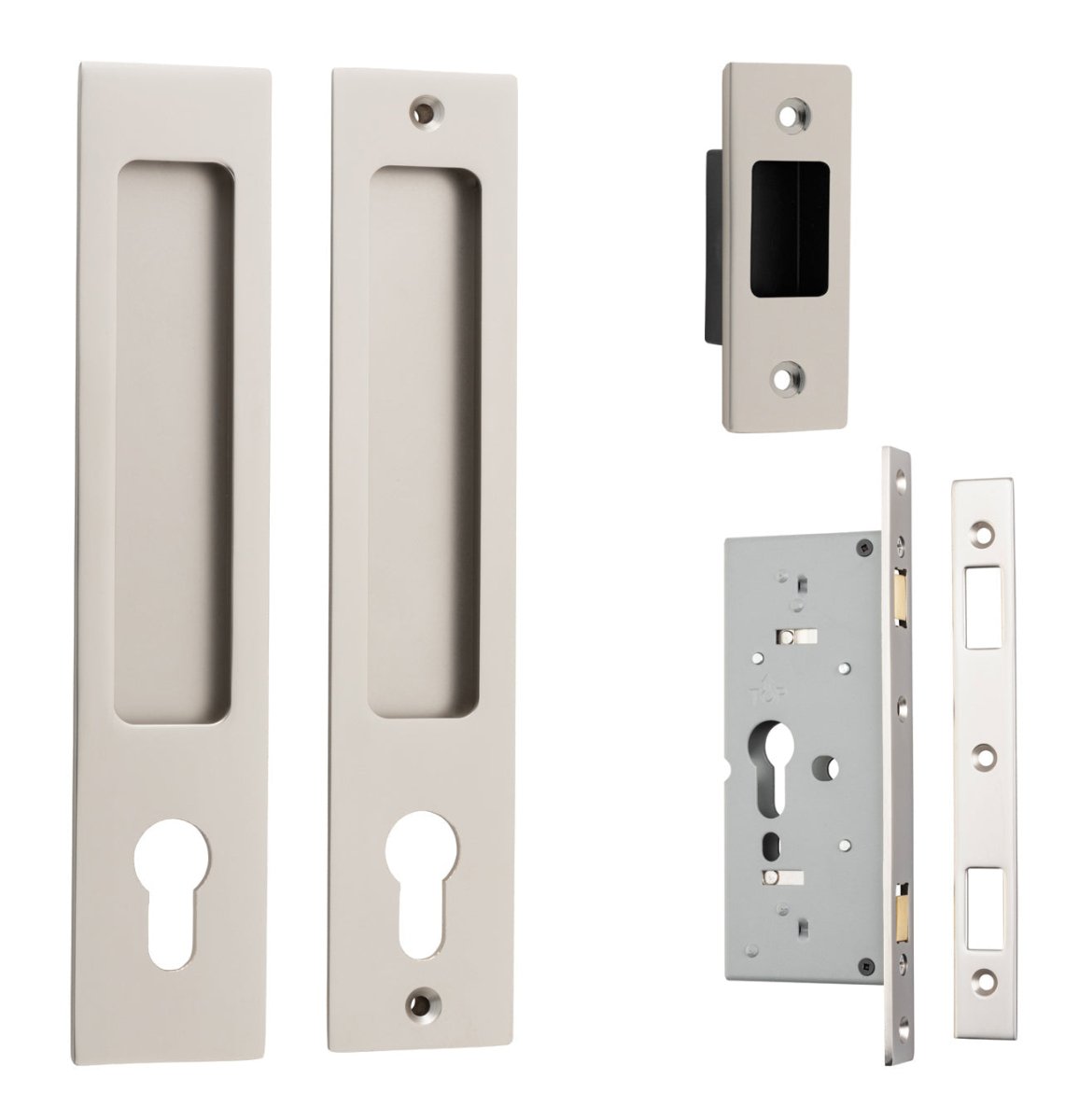 Sliding Door Flush Pull Locking - Rectangular - Ella Grace - Iver - Brushed Brass - Sliding Door Pulls