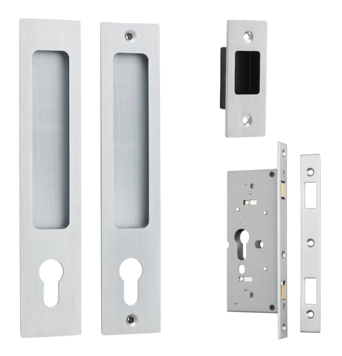 Sliding Door Flush Pull Locking - Rectangular - Ella Grace - Iver - Brushed Chrome - Sliding Door Pulls