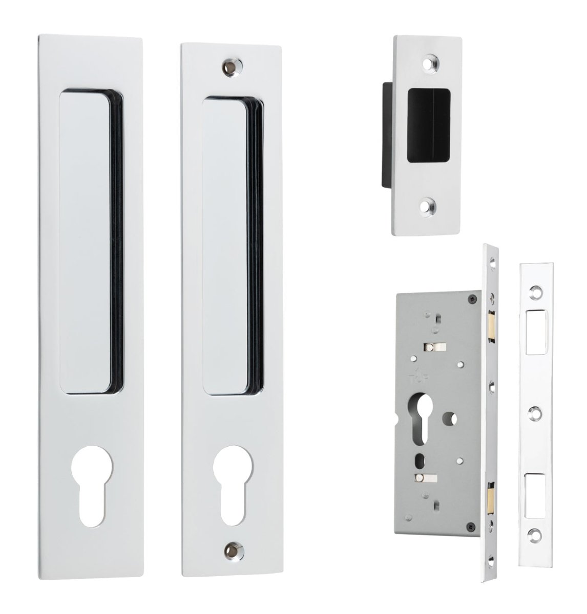 Sliding Door Flush Pull Locking - Rectangular - Ella Grace - Iver - Polished Chrome - Sliding Door Pulls