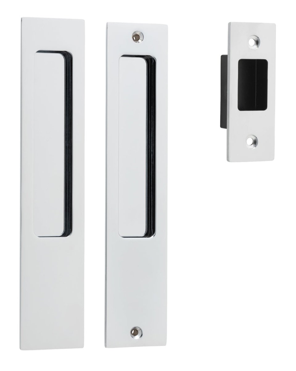 Sliding Door Flush Pull Passage - Rectangular - Ella Grace - Iver - Polished Chrome - Sliding Door Pulls