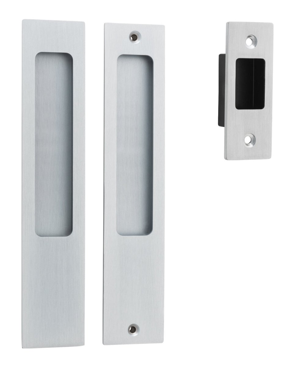 Sliding Door Flush Pull Passage - Rectangular - Ella Grace - Iver - Brushed Chrome - Sliding Door Pulls