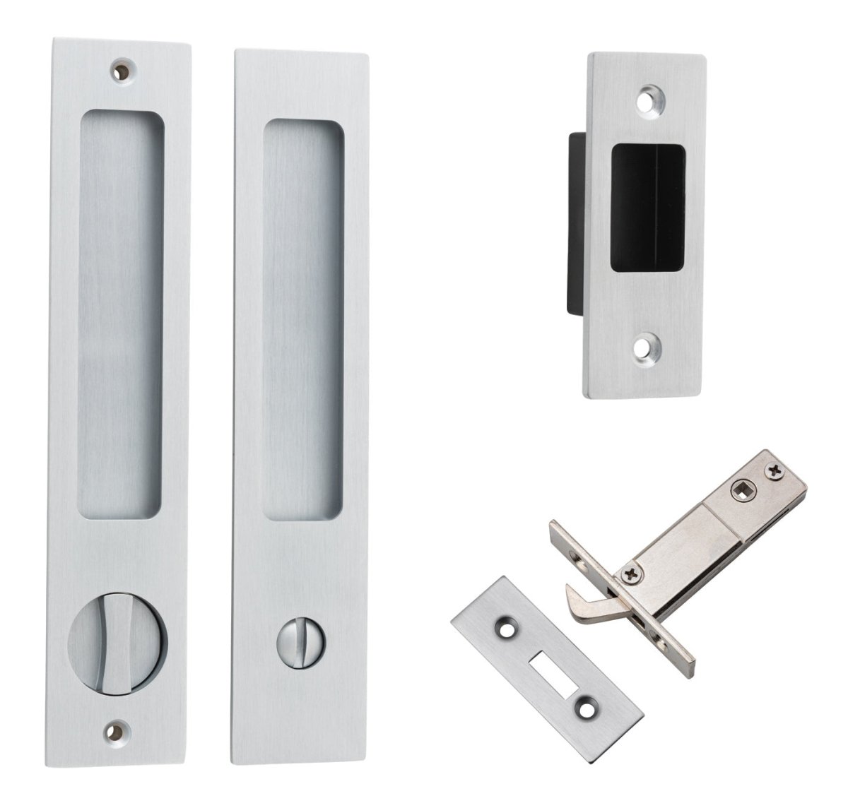 Sliding Door Flush Pull Privacy - Rectangular Turn - Ella Grace - Iver - Brushed Chrome - Sliding Door Pulls