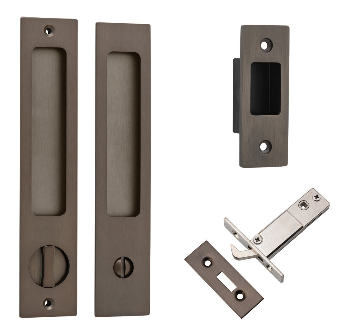 Sliding Door Flush Pull Privacy - Rectangular Turn - Ella Grace - Iver - Signature Brass - Sliding Door Pulls