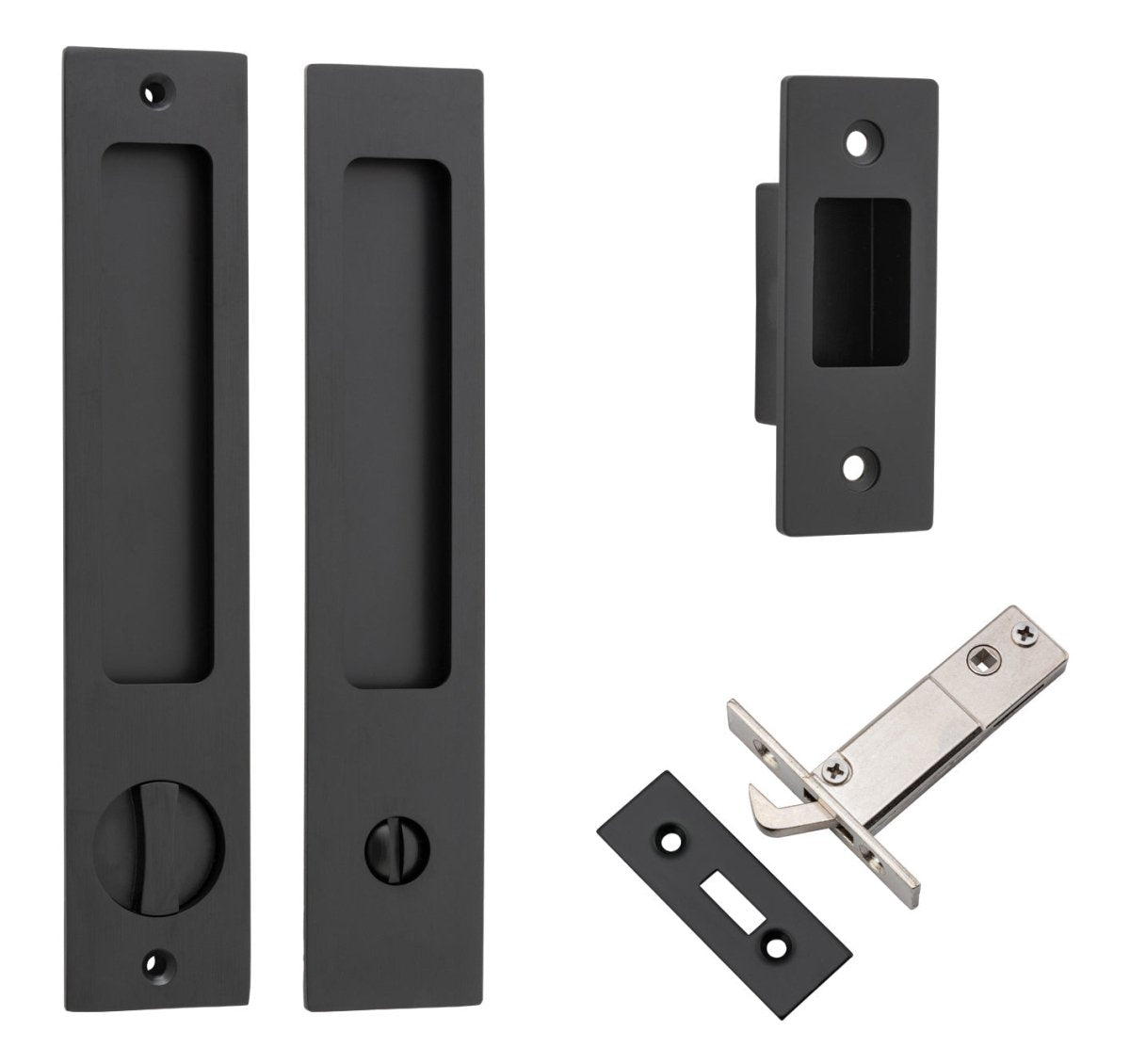 Sliding Door Flush Pull Privacy - Rectangular Turn - Ella Grace - Iver - Matt Black - Sliding Door Pulls