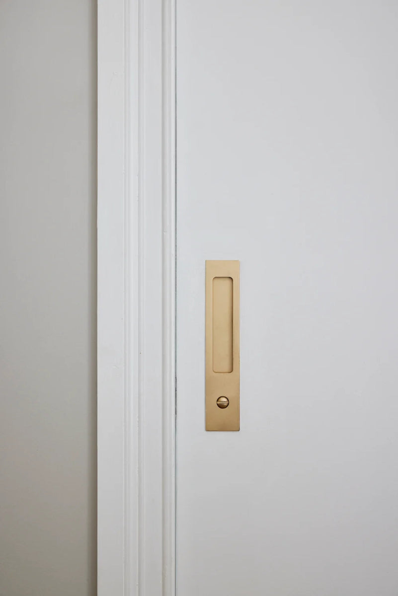 Sliding Door Flush Pull Privacy - Rectangular Turn - Ella Grace - Iver - Brushed Brass - Sliding Door Pulls