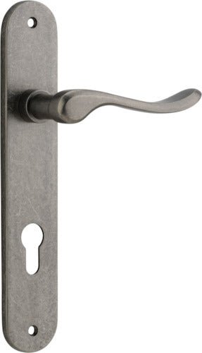 Stirling Lever - Oval Backplate - Ella Grace - Iver - Distressed Nickel - Door Levers