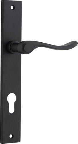 Stirling Lever - Rectangular Backplate - Ella Grace - Iver - Matt Black - Door Levers