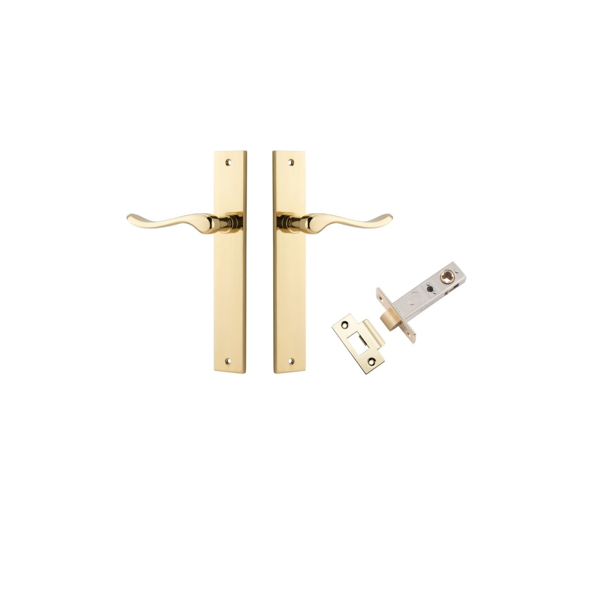 Stirling Lever - Rectangular Backplate - Ella Grace - Iver - Polished Brass - Door Levers