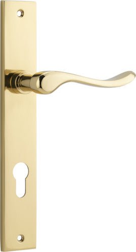 Stirling Lever - Rectangular Backplate - Ella Grace - Iver - Polished Brass - Door Levers