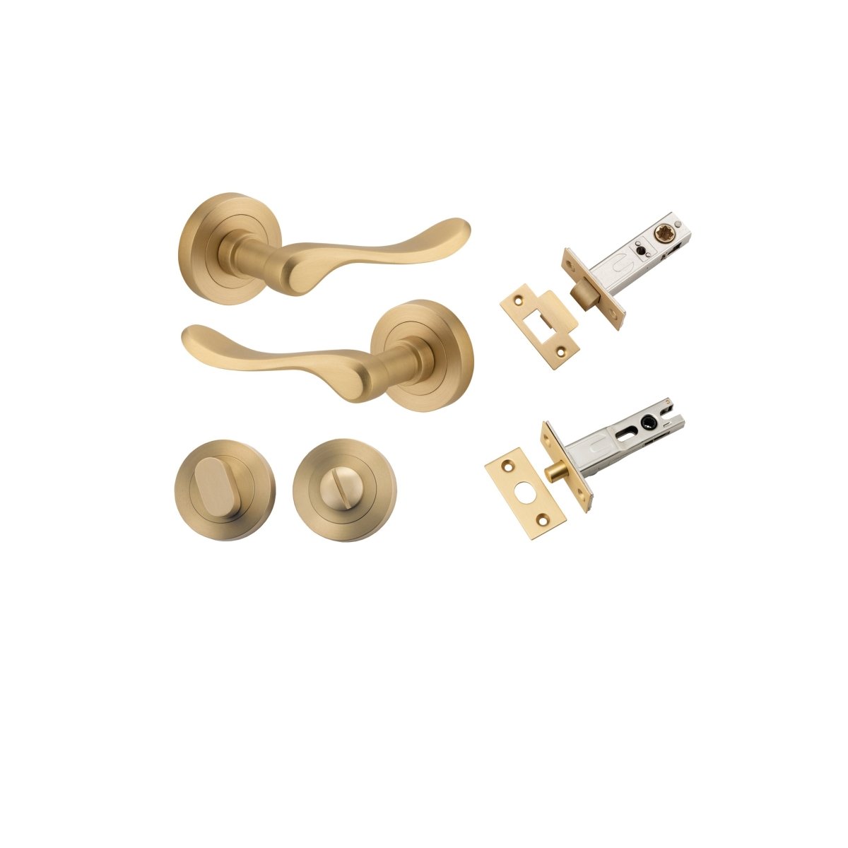 Stirling Lever - Round Rose - Ella Grace - Iver - Brushed Brass - Door Levers