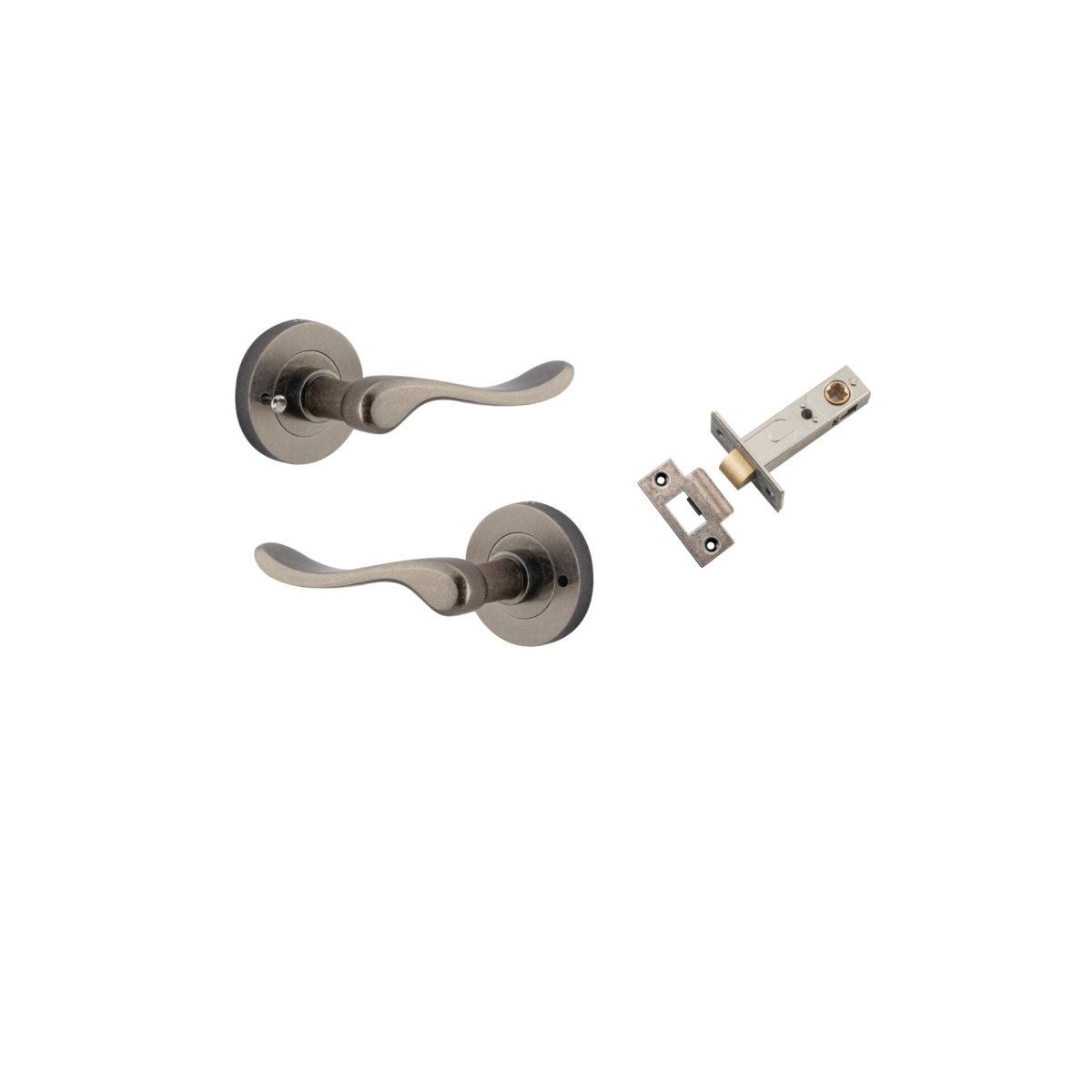 Stirling Lever - Round Rose - Ella Grace - Iver - Distressed Nickel - Door Levers