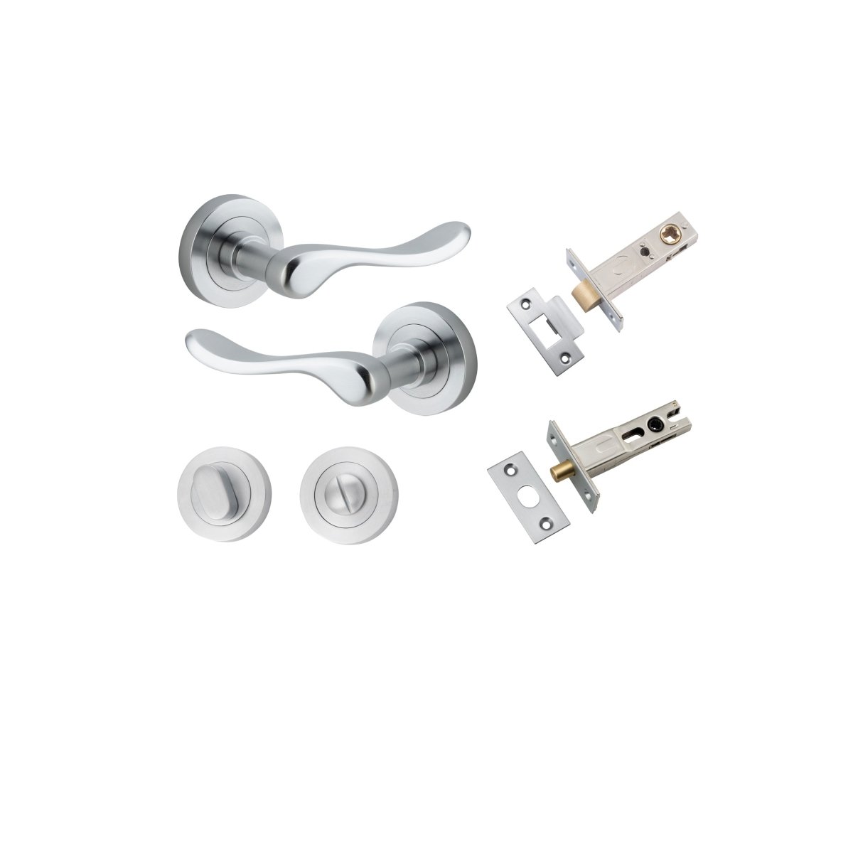 Stirling Lever - Round Rose - Ella Grace - Iver - Brushed Chrome - Door Levers