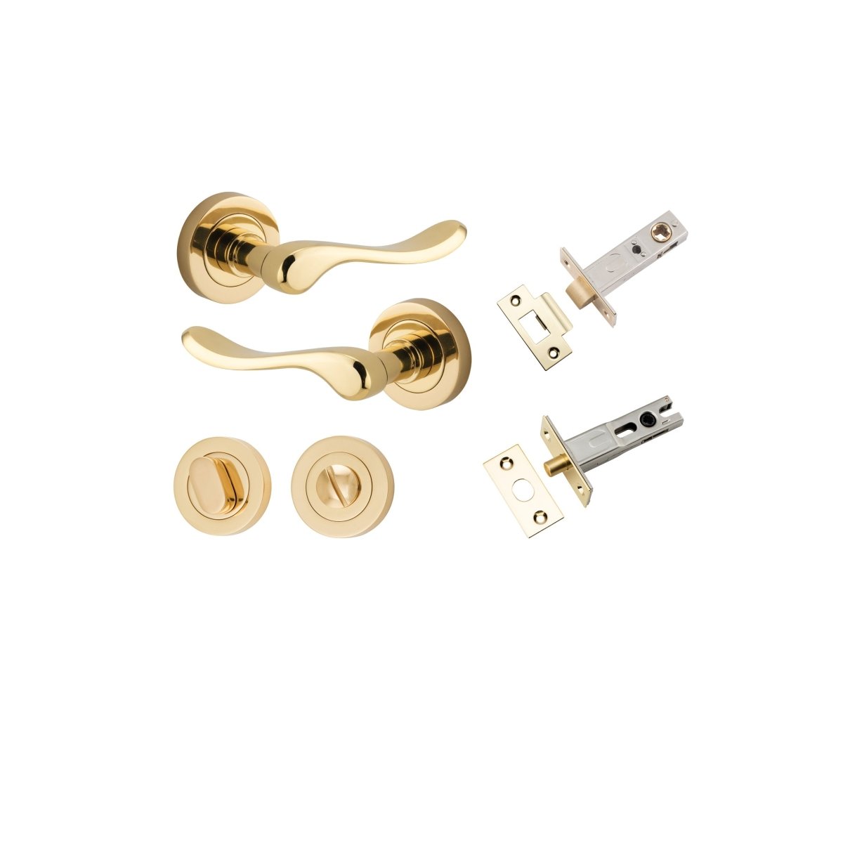 Stirling Lever - Round Rose - Ella Grace - Iver - Polished Brass - Door Levers