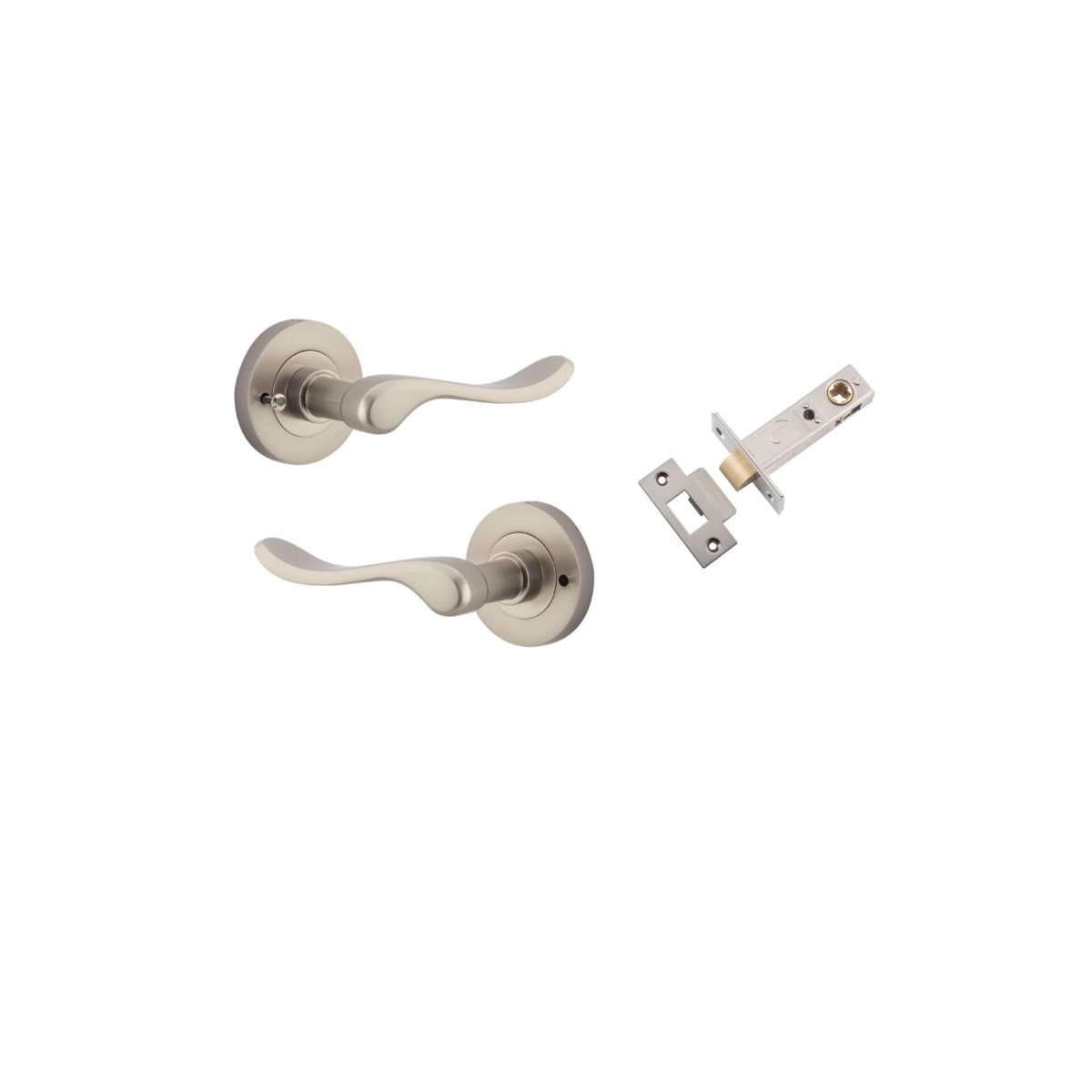 Stirling Lever - Round Rose - Ella Grace - Iver - Satin Nickel - Door Levers