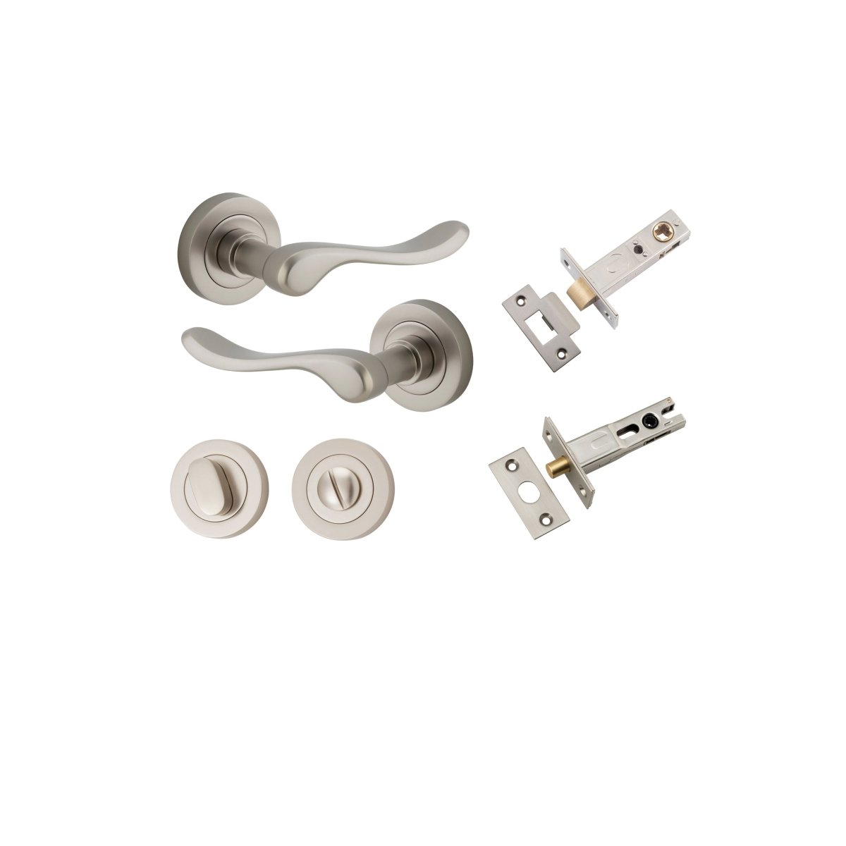 Stirling Lever - Round Rose - Ella Grace - Iver - Satin Nickel - Door Levers