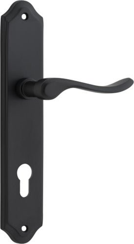 Stirling Lever - Shouldered Backplate - Ella Grace - Iver - Matt Black - Door Levers