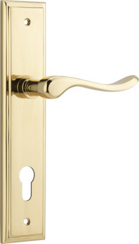 Stirling Lever - Stepped Backplate - Ella Grace - Iver - Polished Brass - Door Levers