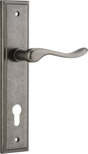 Stirling Lever - Stepped Backplate - Ella Grace - Iver - Distressed Nickel - Door Levers