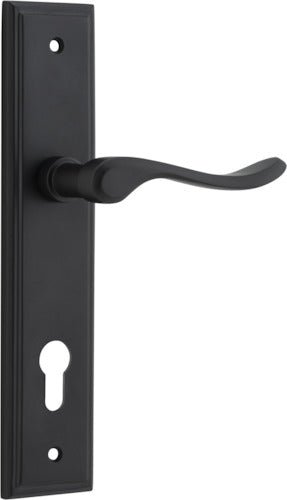 Stirling Lever - Stepped Backplate - Ella Grace - Iver - Matt Black - Door Levers