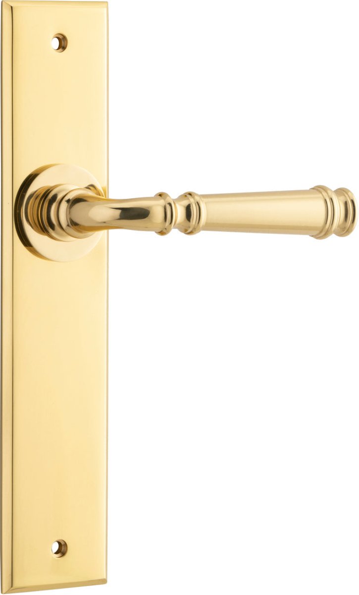 Verona Lever - Chamfered Backplate - Ella Grace - Iver - Polished Brass - Door Levers