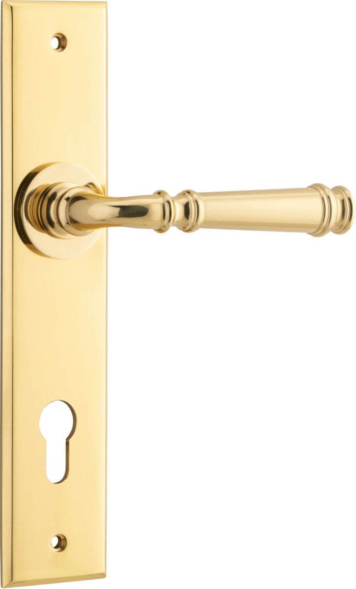 Verona Lever - Chamfered Backplate - Ella Grace - Iver - Polished Brass - Door Levers