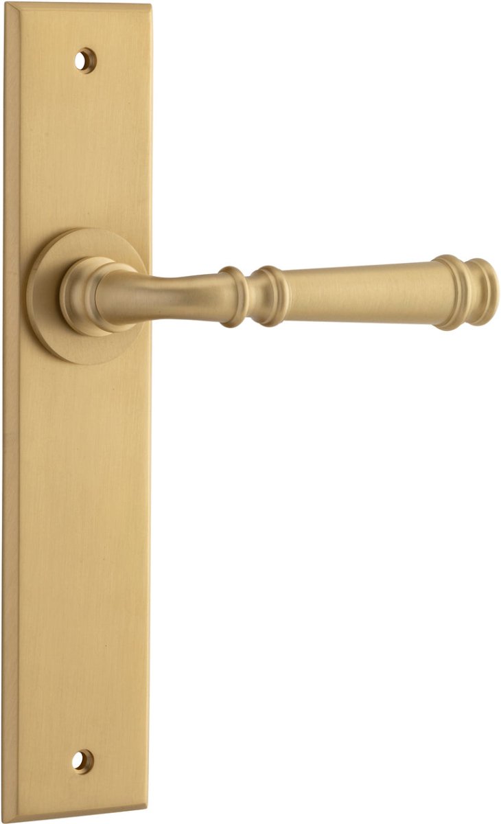 Verona Lever - Chamfered Backplate - Ella Grace - Iver - Brushed Brass - Door Levers