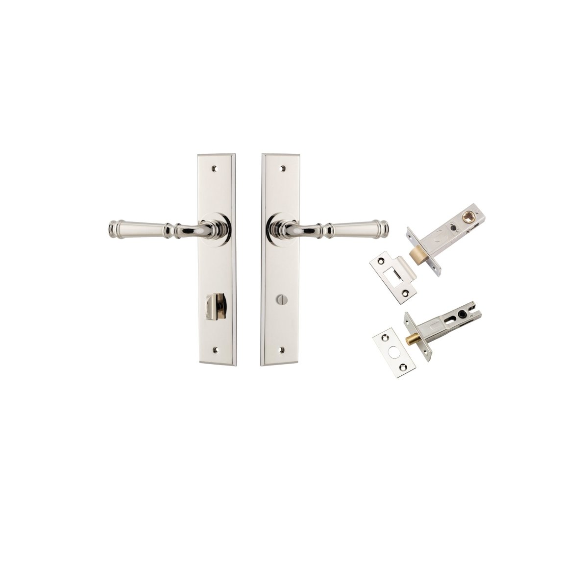 Verona Lever - Chamfered Backplate - Ella Grace - Iver - Polished Nickel - Door Levers