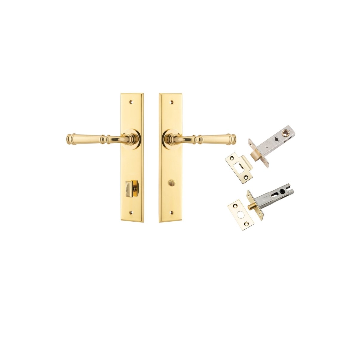 Verona Lever - Chamfered Backplate - Ella Grace - Iver - Polished Brass - Door Levers