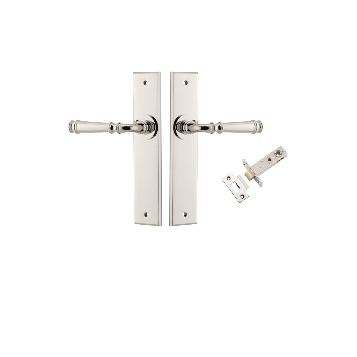 Verona Lever - Chamfered Backplate - Ella Grace - Iver - Polished Nickel - Door Levers