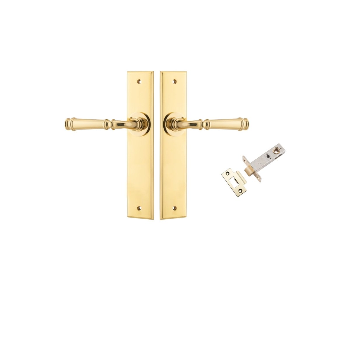 Verona Lever - Chamfered Backplate - Ella Grace - Iver - Polished Brass - Door Levers