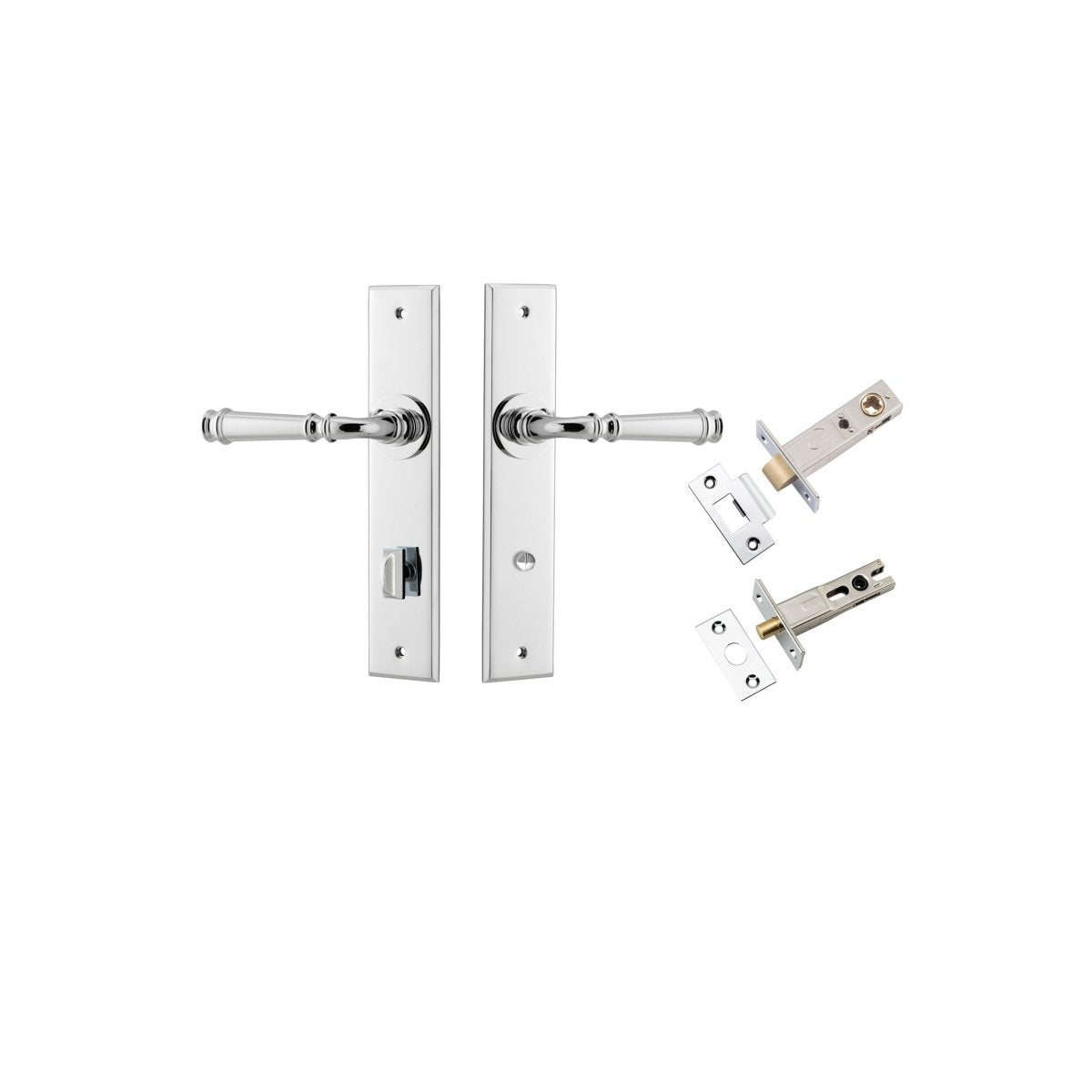 Verona Lever - Chamfered Backplate - Ella Grace - Iver - Polished Chrome - Door Levers