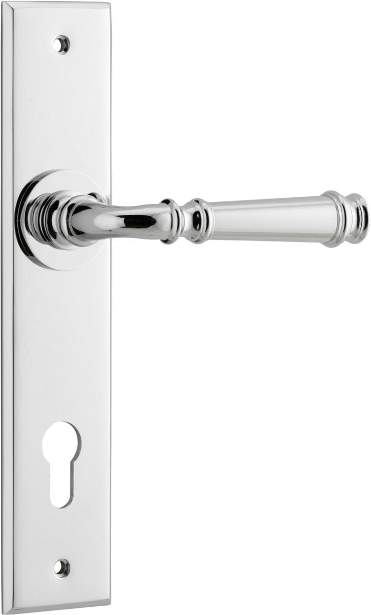 Verona Lever - Chamfered Backplate - Ella Grace - Iver - Polished Chrome - Door Levers