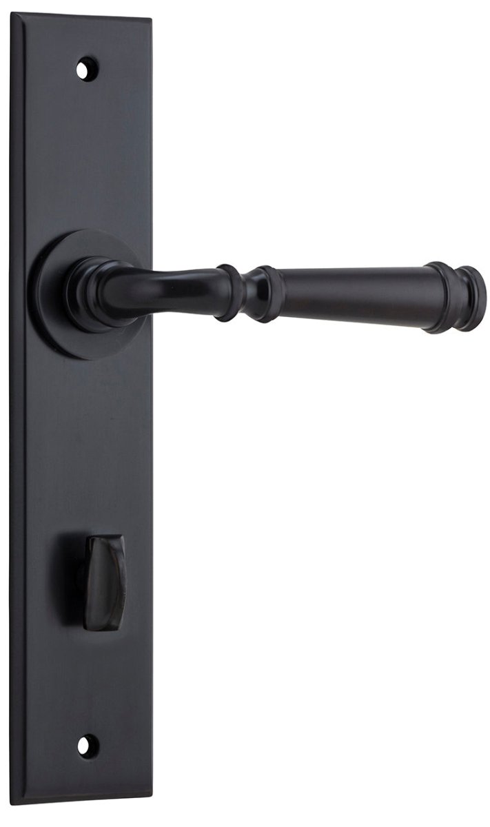 Verona Lever - Chamfered Backplate - Ella Grace - Iver - Matt Black - Door Levers