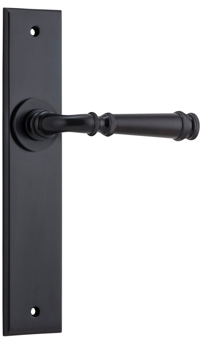 Verona Lever - Chamfered Backplate - Ella Grace - Iver - Matt Black - Door Levers