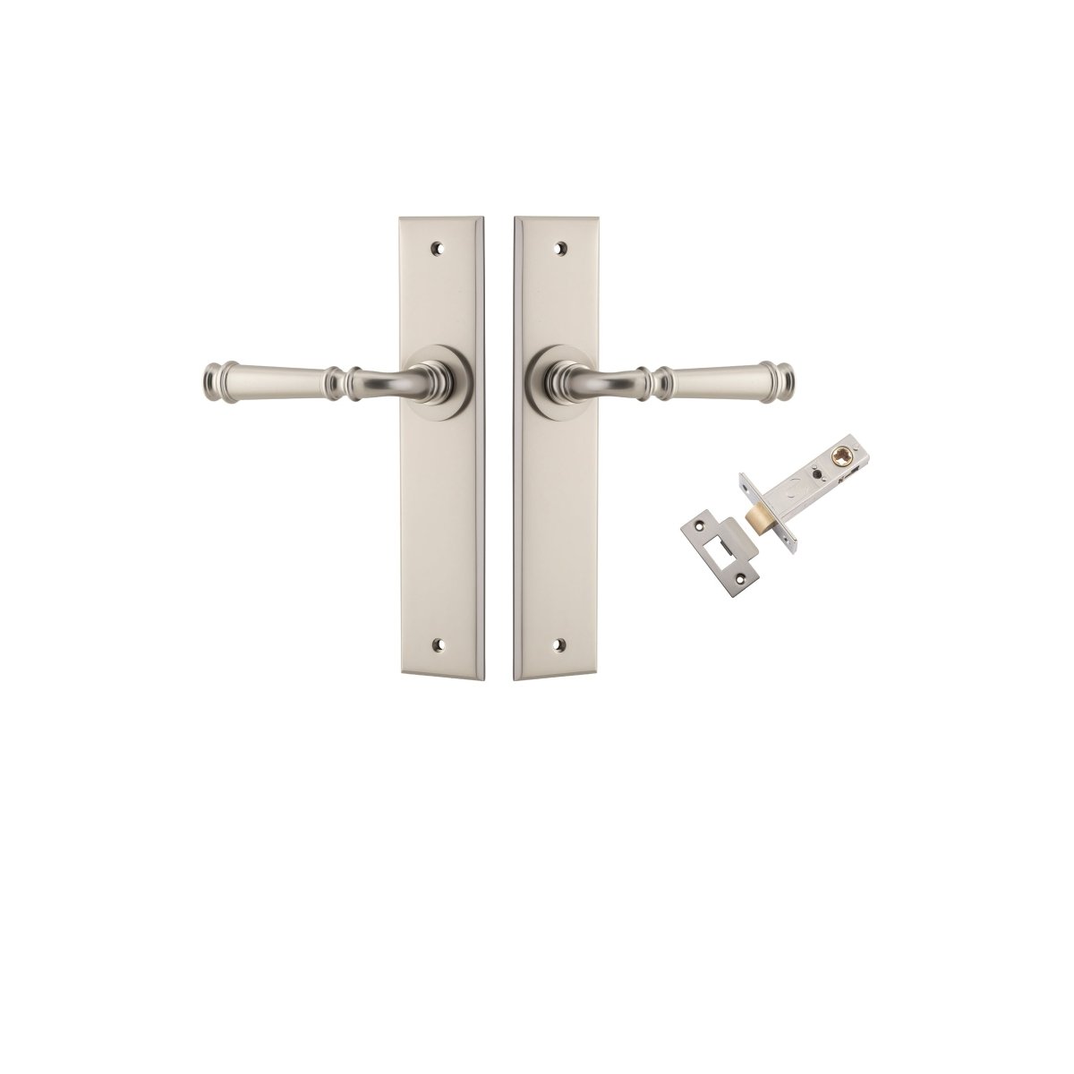 Verona Lever - Chamfered Backplate - Ella Grace - Iver - Satin Nickel - Door Levers