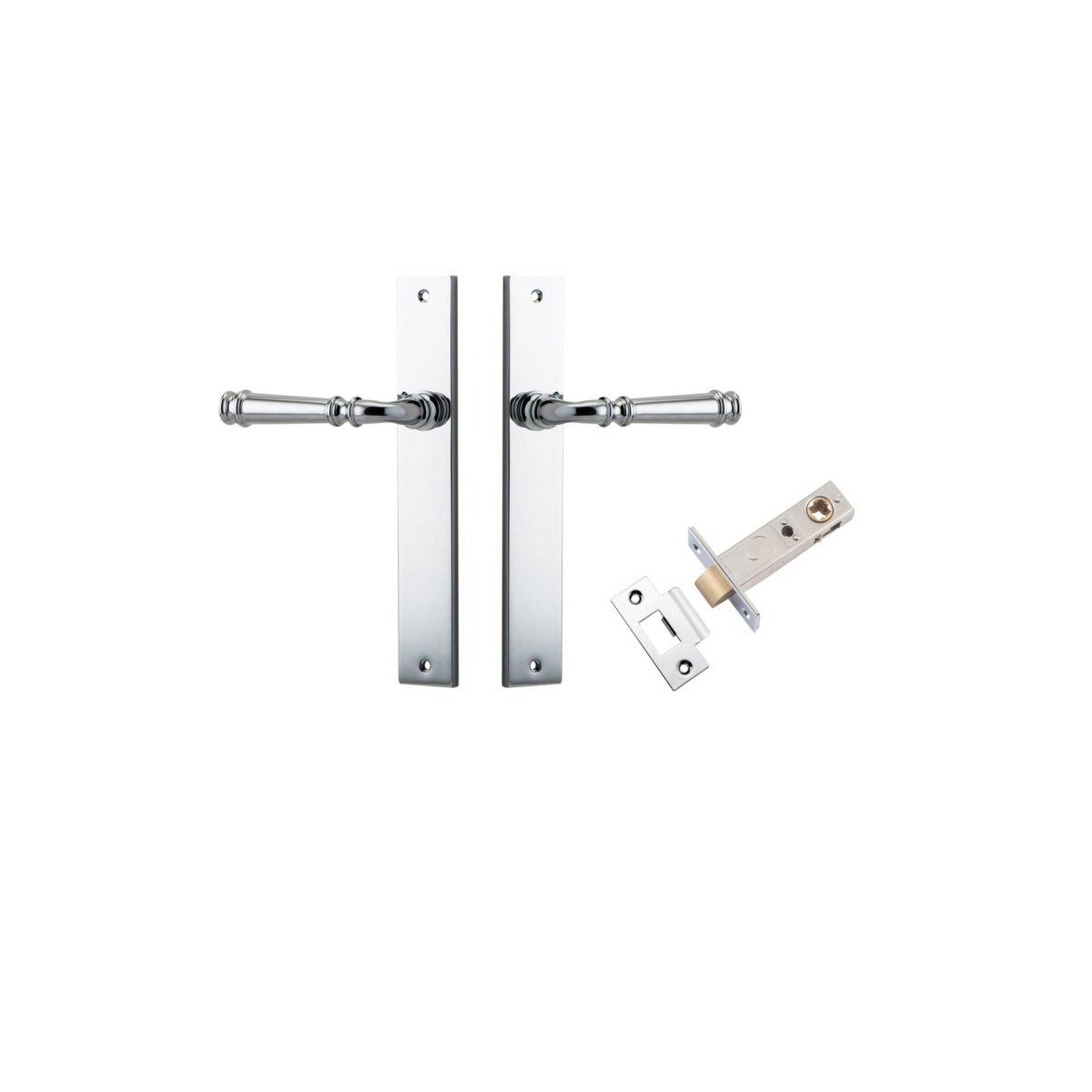 Verona Lever - Rectangular Backplate - Ella Grace - Iver - Polished Chrome - Door Levers