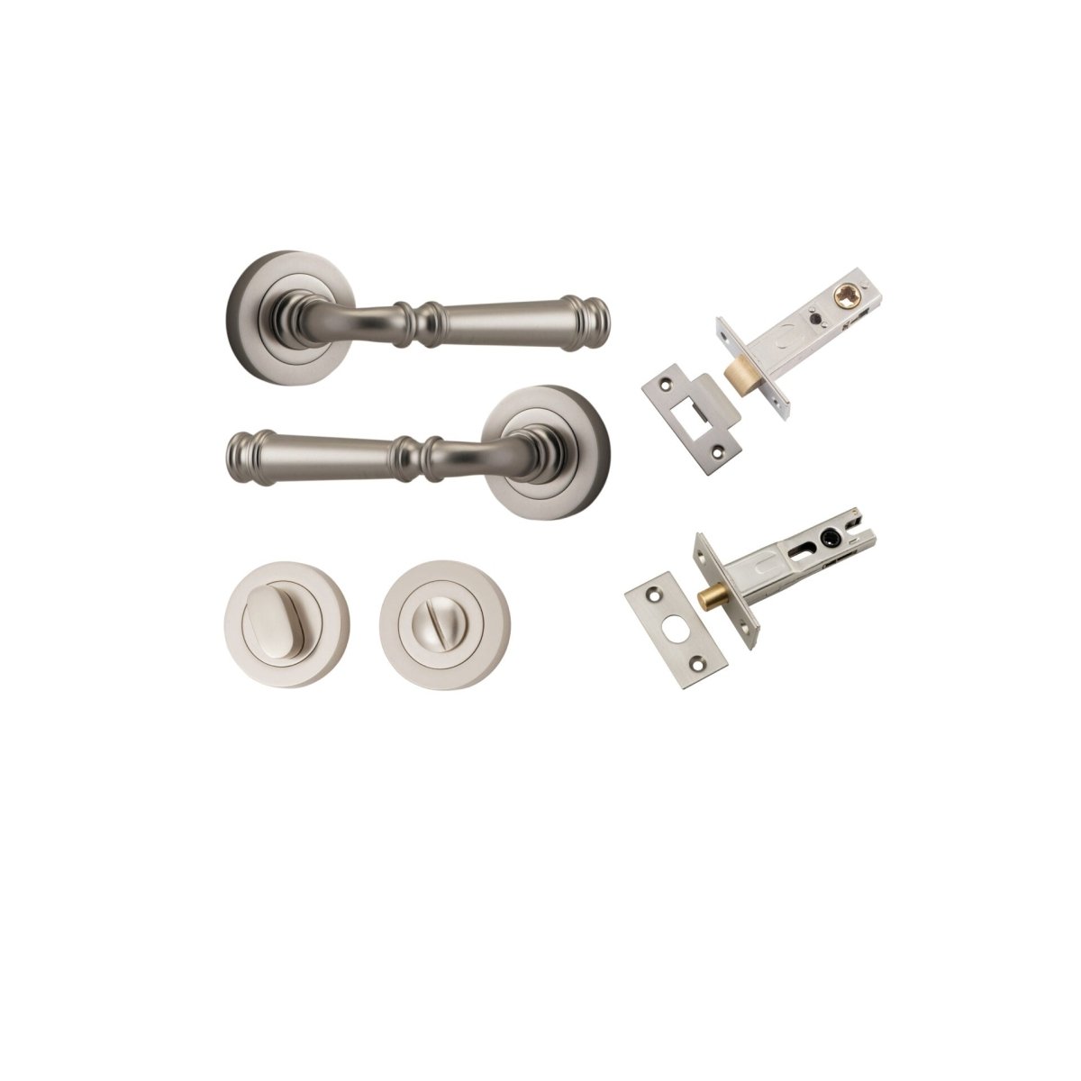 Verona Lever - Round Rose - Ella Grace - Iver - Satin Nickel - Door Levers