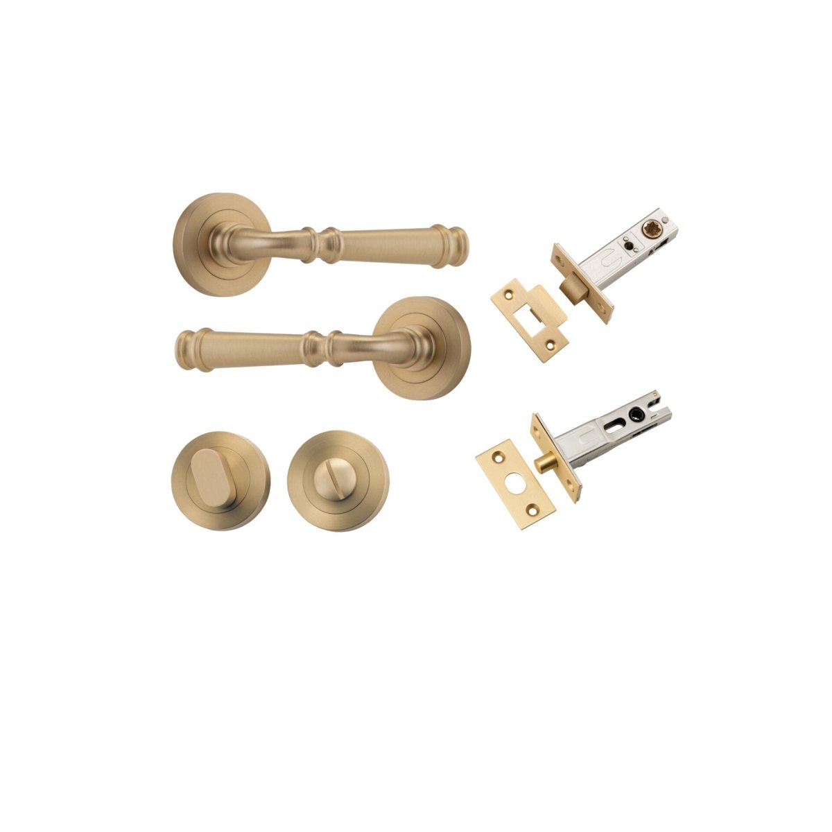 Verona Lever - Round Rose - Ella Grace - Iver - Brushed Brass - Door Levers