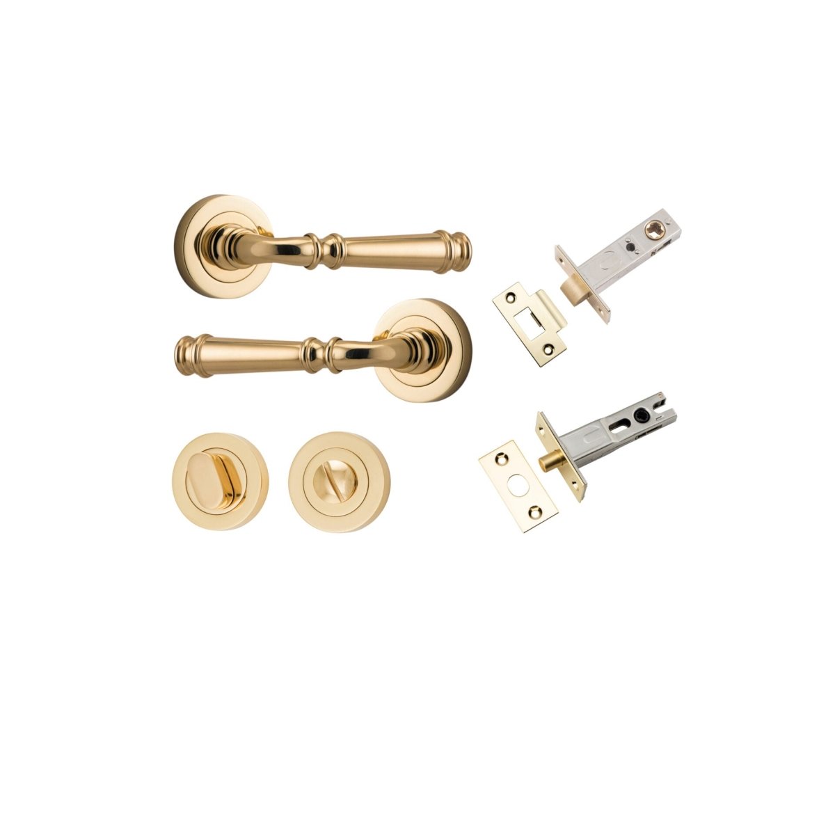 Verona Lever - Round Rose - Ella Grace - Iver - Polished Brass - Door Levers