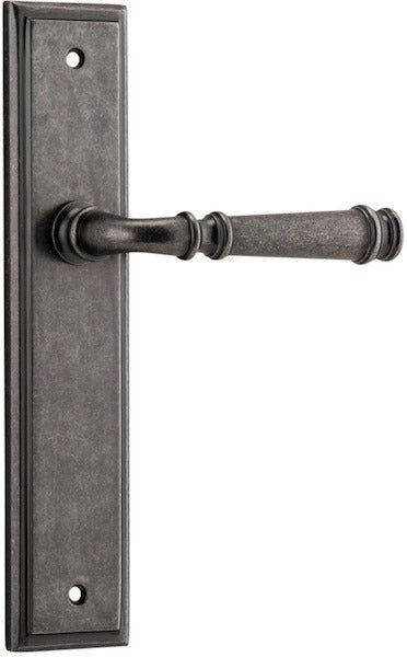 Verona Lever - Stepped Backplate - Ella Grace - Iver - Distressed Nickel - Door Levers