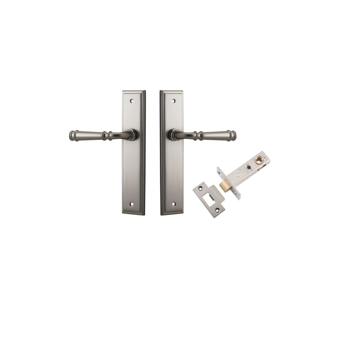 Verona Lever - Stepped Backplate - Ella Grace - Iver - Satin Nickel - Door Levers